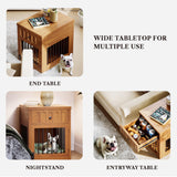 LIKEMET Dog Crate Furniture for Small Dogs, Wooden Dog Kennel with Drawer, Indoor Pet Crate End Table with 1.18-inch Tabletop, Decorative Pet Cage Dog House, Walnut LIKEMET