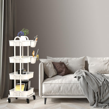 Simple Houseware Heavy Duty 4-Tier Utility Rolling Cart, White - WoodArtSupply