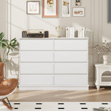 GarveeHome White 8 Drawer Dressers for Bedroom, Chest of Drawers with Deep Drawers, Large Double Dresser for Closet with Wide Top, Horizontal Wooden Dresser for Living Room, Hallway, Kids Room GarveeHome
