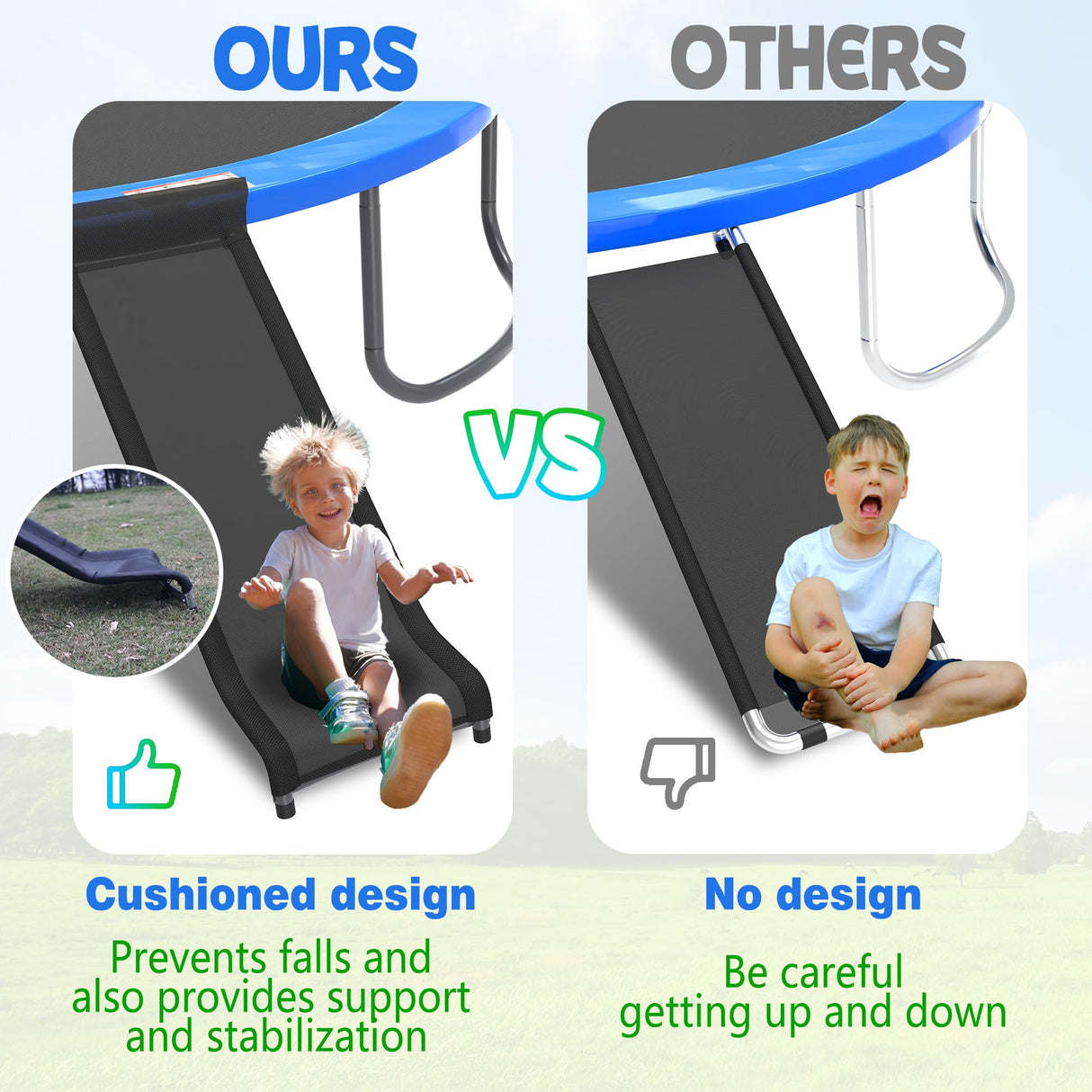 Deomod Trampoline Slide, 10FT 12FT 14FT 15FT 16FT Trampoline Universal Slides, Trampoline Accessories with Cushioning Effect, Suitable for Children to Climb Up and Slide Down, Safety Slider (Silver) deomod