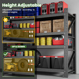 STANI 70" H 3000LBS Capacity Heavy Duty 4-Tier Adjustable Shelves Metal Garage Shelving Industrial Shelves Heavy Tools Utility Rack Shelf for Basement/Garage/Warehouse/Shop Black 48" Wx24 Dx69 H STANI