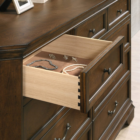 Roundhill Furniture Maderne Traditional Wood 9-Drawer Dresser, Antique Walnut Roundhill Furniture