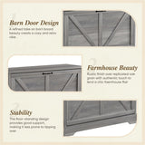 Semiocthome Farmhouse Shoe Storage Cabinet with 2 Flip Drawers, 31.5"(W) Freestanding Shoe Organizer with Barn Door and Metal Handles for Entryway, Corner Rustic Narrow Shoe Rack Cabinet - Washed Gray Semiocthome