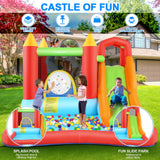 HYPOAI Bounce House,Inflatable Bounce Castle with Blower for Kids 3-12,Outdoor/Indoor Bouncy House Water Park for Backyard with Splash Slide,Climbing Wall,Ball Pit,Jumping Area (146" x 103" x 73") HYPOAI
