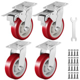 Castrek 6 Inch Heavy Duty Casters Set of 4, Lockable Plate Caster Wheels with Brakes Scratch Resistant & 360 Degree Rotatable, 6000 lbs Load Capacity - Ideal for Any Floor (2 x Swivel & 2 x Brakes) Castrek