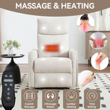 Rocker Recliner Chair for Adults, Swivel Rocker Recliner with Massage and Heat, Adjustable Glider Recliner Nursery Chair with Black Metal Base, Small Recliners for Small Spaces, Living Room (Beige) anwickjeff