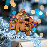 ROLOL Chicken Coop Ornaments, Funny Christmas Ornament Farmhouse Countrycore Seasonal Decor, Gift for Farmer, 2-Layer Wooden Ornaments 3.5 Inches ROLOL