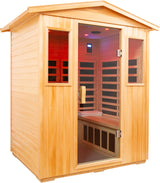 LTCCDSS Basswood Outdoor Sauna 4 Person Far Infrared Sauna, Basswood Wisconsin, Withstand Outdoor Temp -10℉-149℉| Low EMF Sauna Room for Home-12 Low EMF Boards-Chromotherapy-Bluetooth Speaker LTCCDSS