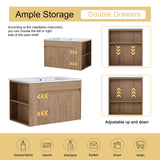 Malwee 30" Floating Bathroom Vanity with Sink, 30 Inch Single Sink Wall Mounted Bathroom Vanity, with 2 Doors and White Ceramic Basin Sink Top (027-30) Malwee