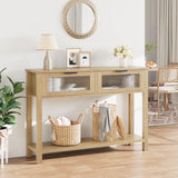 CABIHOME Entryway Table, Wood Console Table with 2 Glass Drawers, 2 Tier Sofa Table with Storage for Living Room, Foyer Tables for Entryway-Burlywood CABIHOME