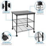 Mount-It! Printer Stand With Wheels | 3-Tier Large Printer Cart With Storage Shelves For 3D & Laser Printer, Scanner, Heat Press | Rolling Metal Utility Table For Home and Office Use, 200 Lbs Capacity Mount-It!
