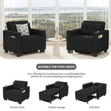 DURASPACE 39 inch Futon Chair Bed Convertible Chair 3-in-1 Pull Out Sleeper Reading Chair Beds with USB, Armchair Sleeper Bed for Living Room, Dorm, Small Space (Black Faux Leather) DURASPACE