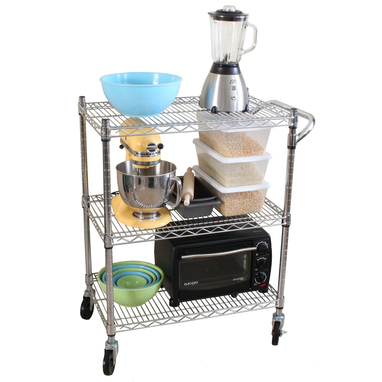 Oceanstar 3-Tier Heavy Duty All-Purpose Utility Cart, Chrome - WoodArtSupply