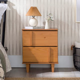 Walker Edison Sprague Contemporary Detailed Drawer Solid Wood Nightstand, 20 Inch, Caramel Walker Edison