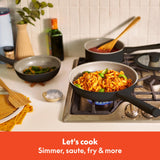 bella 7 Piece Cookware Set with EverGood™ Ceramic Nonstick Coating, Dishwasher Safe Oven Safe, All Stovetops Compatible, Glass Lids with Silicone Rims, Cool Touch Handles, Black BELLA