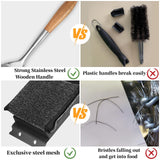 XUDAKAIXIN 18” Extra Strong Steel Fibers Steam Grill Brush-Bristle Free,Water-Activated Design Perfect for Any Grill - with Strong Stainless Steel Wooden Handle,Safe Grill Brush for Outdoor Grill XUDAKAIXIN