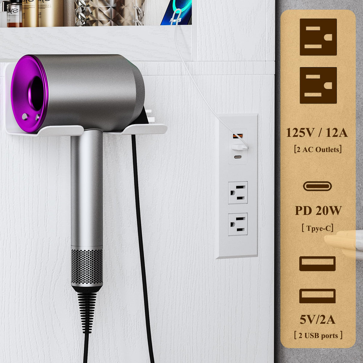 ALEXNUTRE Makeup Vanity Desk with Lights, Large Vanity Desk with Mirror and Lights in 3 Models, Vanity with Power Outlet, Vanity Desk with 5 Drawers, 2 Cabinets, Shelves, White Vanity for Bedroom ALEXNUTRE