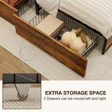 GAZHOME Twin Bed Frame with 2 XL Storage Drawers, Metal Platform Bed Frame with Footboard, 9 Strong Metal Slat Support/No Box Spring Needed/Easy Assembly/Space Saving Wood GAZHOME