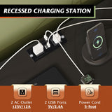 WLIVE Black Dresser for Bedroom, TV Stand for Bedroom for 55 inch TV with Charging Station and LED Lights, Fabric Chest of Drawers with Open Shelves, 8 Drawers Dressers for Living Room, Closet WLIVE