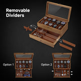 GALHUBIS Watch Box with 10 Slots, 2-Tier Watch Case for Large Dial Watches, Watch Display Case with Lid, Removable Watch Pillows, Gifts for Men Women, Watch Organizer with Drawer, Jewelry Box, Walnut GALHUBIS