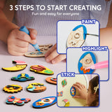 JOYIN 12 Glow in The Dark Wooden Magnets for Kids, Paint Your Own Arts and Crafts Painting Kit, Halloween Crafts Birthday Parties and Family Crafts Gift, Party Favors for Boys Girls Ages 3+ JOYIN