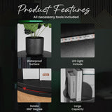 Black Rotating Book Shelf with LED Lights Generic