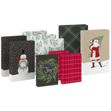 Hallmark Christmas Shirt Boxes for Presents (10 Clothes Boxes with Lids: 3 Small 11", 5 Medium 14", 2 Large 16") Red, Green and Black Plaid, Snowmen, Santa, Winter Greenery Hallmark