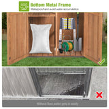 Outdoor Storage Shed with All Around Strong Metal Frame, Garden Shed with Adjustable Shelfs, Wooden Tool House with Floor, for Backyard Garden Patio Lawn, Brown Joyqinchen