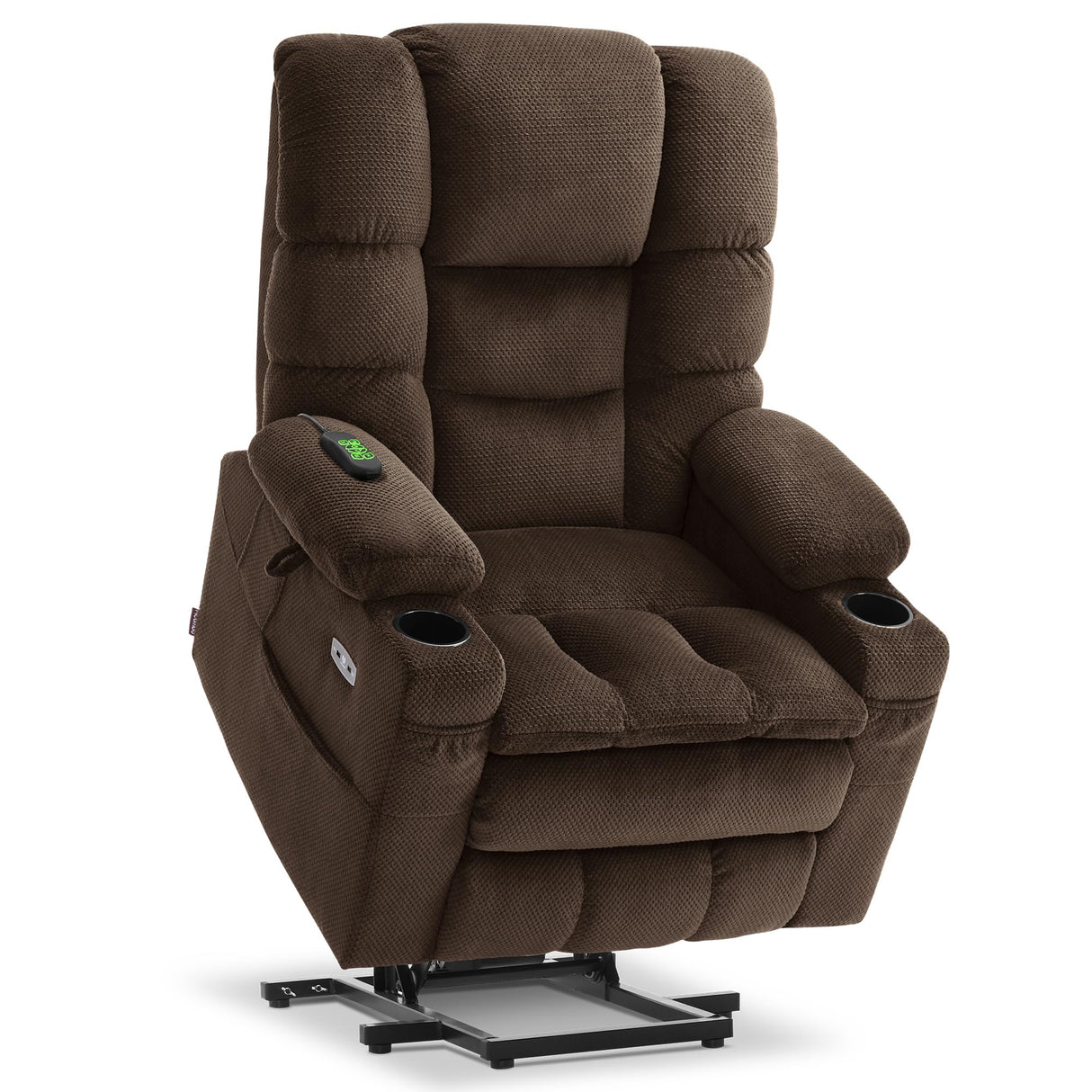 MCombo Dual Motor Power Lift Recliner Chair with Massage and Dual Heating, Adjustable Headrest for Big and Tall Elderly People, Fabric 7634 (Coffee, Large-Regular) MCombo