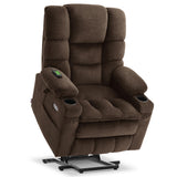 MCombo Dual Motor Power Lift Recliner Chair with Massage and Dual Heating, Adjustable Headrest for Big and Tall Elderly People, Fabric 7634 (Coffee, Large-Regular) MCombo