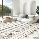 Area Rug for Living Room 9x12: Large Washable Boho Moroccan Rugs Geometric Neutral Rug, Non-Slip Foldable Morden Farmhouse Indoor Floor Carpet for Bedroom Dining Table Home(Brown Green,9'x12') Aoyaomi