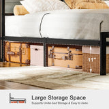 HAUSOURCE King Bed Frame with LED Storage Headboard & Metal Platform Support HAUSOURCE