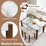 Merax Modern 5 Piece Dining Table Set for 4,Faux Marble Style Kitchen Table Set with One Rectangle Table and 4 Dining Chairs for Dining Room Table Set for Small Place Merax