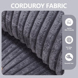 101'' Modular Sectional Sofa, Corduroy Cloud Couch with Ottomans, 3-Seater Convertible L-Shape Sofa with 3 Pillows, Sponge Compression Sofas for Living Room, No Assembly Required, Dark Gray Cesgyfut