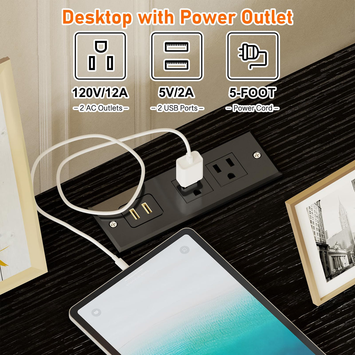 YGEOMER Black Dresser for Bedroom with Power Outlets and LED Lights 11 Drawers with Side Pocket, Fabric Drawers with PU Finish, Frame & Wood Top for 60inch TV Long Dresser Storage Organizer YGEOMER