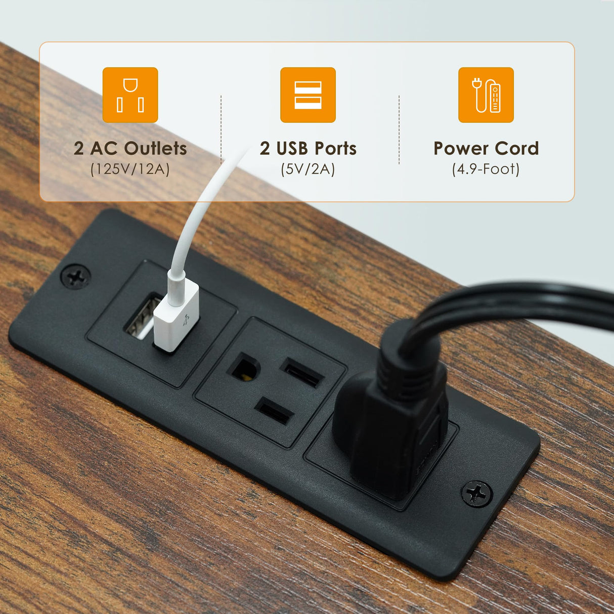 LYNCOHOME Dresser with Power Outlets and LED Lights, Dresser TV Stand with 8 Drawers, Fabric Chest of Drawers for Bedroom, Living Room, Entryway, Sepia Print LYNCOHOME