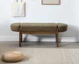 EALSON 49 Inch Modern Bedroom Bench Upholstered End of Bed Bench Wood Entryway Bench with Fabric Padded Seat and Wooden Legs Window Bench for Living Room Hallway, Olive Green EALSON