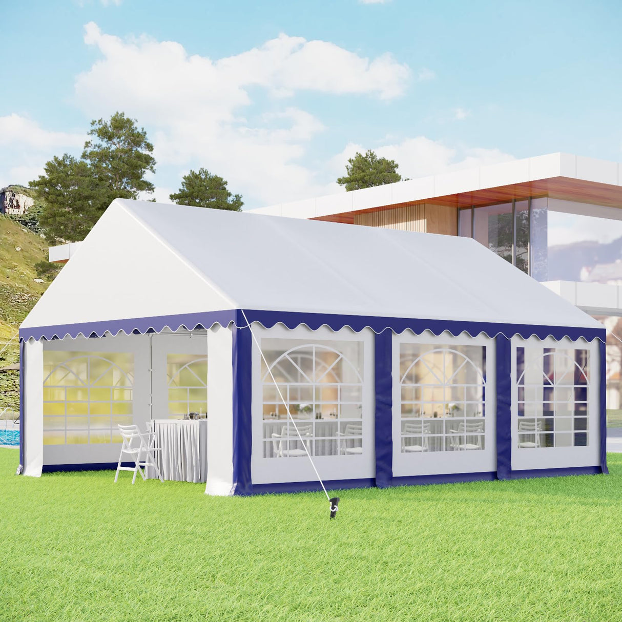 MFSTUDIO 16'x20' Party Tent, Outdoor Heavy Duty Party Tents with Removable Sidewalls, Large Canopy Tent Shelter for Outdoor Events Wedding Birthday, Blue MFSTUDIO