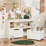 IRONCK Toy Storage Organizer for Boys and Girls with Drawers, Floor Toy Box with Wheels and Open Shelf, Storage Chest for Nursery, Playroom and Bedroom, White IRONCK