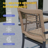 Kingdura 7 Piece Patio Dining Sets, Outdoor Furniture Set of 6 Ratten Wicker Chairs with Cushions and Dining Table with Umbrella Hole, All-Weather Outdoor Furniture Conversation Set for Backyard Kingdura