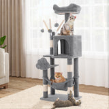 YITAHOME 44in Multi-Level Cat Tree for Indoor Kittens, Cat Furniture with Scratch Posts, Window Padded Plush Perch, Comfortable Hammock, and Interactive Pompoms, Light Gray YITAHOME