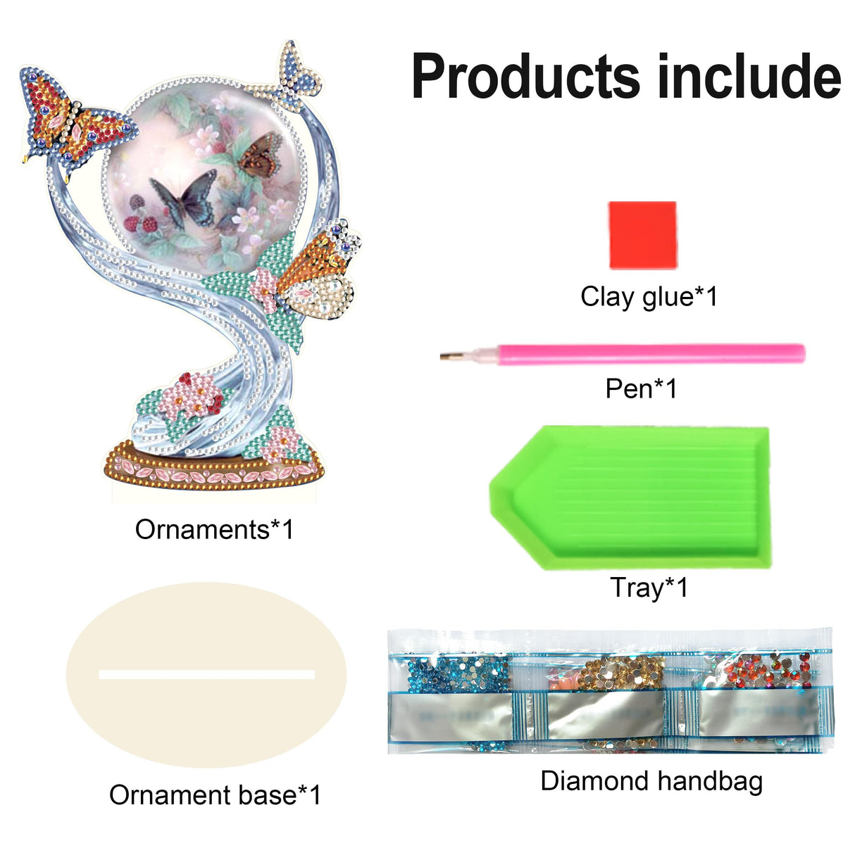 MVVMTOP Christmas Diamond Art Tabletop Decoration, DIY Butterfly, Diamond Art 5D Special Shape Crystal Diamond Partial Diamond Art Painting Mosaic Handicraft, Home Office Tabletop Decor Gift MVVMTOP