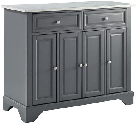 Crosley Furniture Avery Kitchen Island with Storage Shelves, Microwave Stand, Coffee Bar, Gray Crosley Furniture