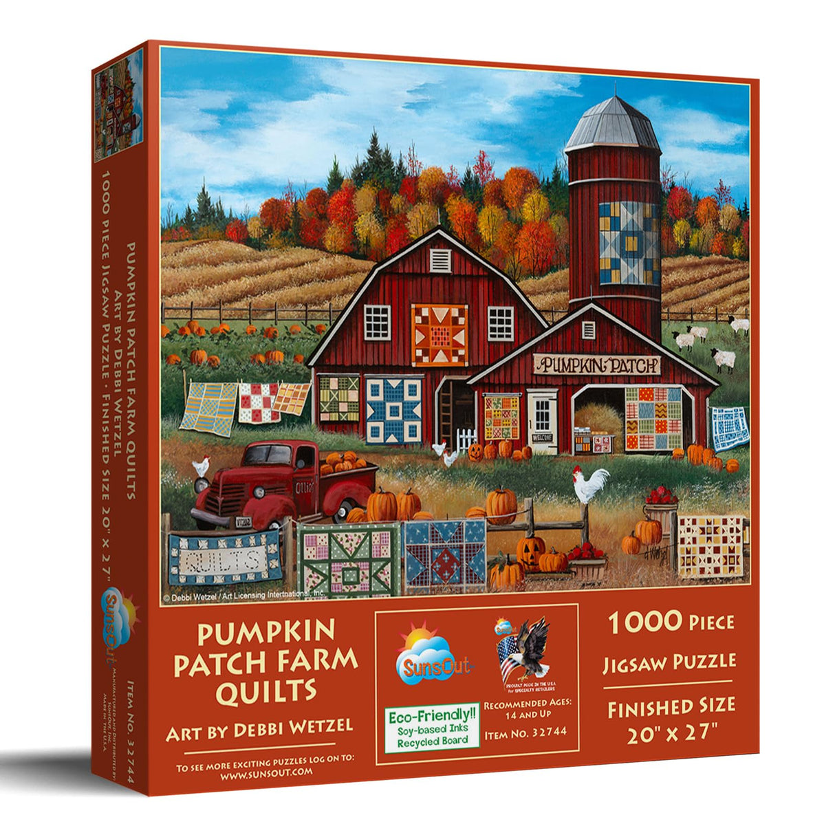 SUNSOUT INC - Pumpkin Patch Farm Quilts - 1000 pc Jigsaw Puzzle by Artist: Debbi Wetzel - MPN # 32744 SunsOut