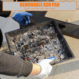 Panovue 45" H×31''W Metal Chiminea Fire Pit with Grill, Wood Burning Fire Pits for Outside,Square Chimineas Fireplace with Mesh Spark Screen Door& Fire Poker for Garden,Yard,BBQ,Bonfire Panovue