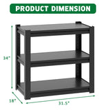 40-50 Gallon Fish Tank Stand, Metal Aquarium Stand, Adjustable Heavy Duty Reptile Tank Stand, Adjustable 3-Tier Fish Tank Rack Shelf for Home Office, Tank Not Included, 31.5 "L x 18 "W x 34"H - Black Fulocseny