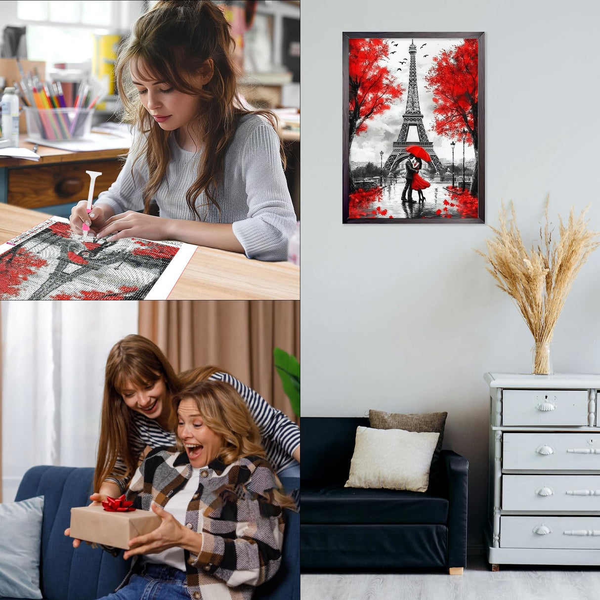 CEOVR Eiffel Tower Diamond Art Kits for Adults, Paris Lovers 5D DIY Full Drill Diamond Painting Dots Gem Art, Adult Crafts Kits Arts and Crafts, Wall Decor for Home Office 12x16in CEOVR