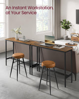 VASAGLE Narrow Rustic Brown Bar Table with Sturdy Metal Frame – High Pub Table for Small Spaces VASAGLE