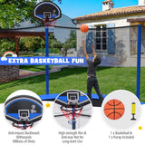 GYMAX Trampoline for Kids, ASTM Approved 12FT 14FT 15FT 16FT Recreational Toddler Trampoline with Enclosure Net, Basketball Hoop, Basketball & Pump, Rebounder Trampoline for Adults (12FT) Black+Blue GYMAX