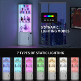 Lvifur 69" Corner Glass Display Cabinet with RGB Lights,3-Tier Movable Glass Shelves,Curio Display with Human Body Sensor,Bookcase with Storage Cabinet for Toys,Books,Collectibles,Liquor,White Lvifur